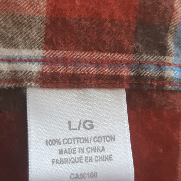 Midtown Plaid Shirt Button Down Short Sleeve Red White Mens Size L - Picture 10 of 13